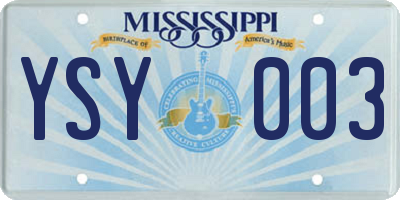 MS license plate YSY003