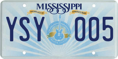 MS license plate YSY005
