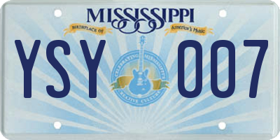 MS license plate YSY007