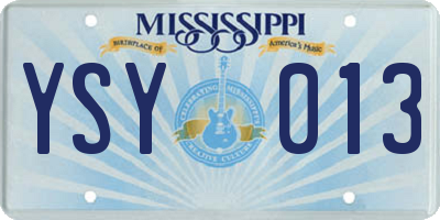 MS license plate YSY013