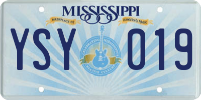 MS license plate YSY019