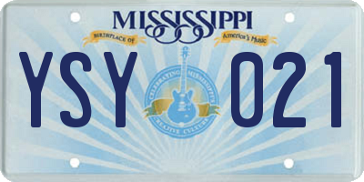MS license plate YSY021