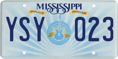 MS license plate YSY023