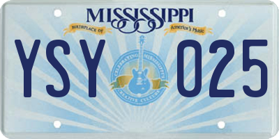 MS license plate YSY025