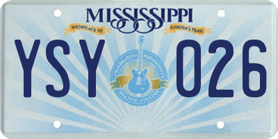 MS license plate YSY026