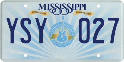 MS license plate YSY027