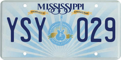 MS license plate YSY029