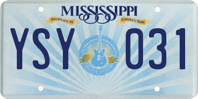 MS license plate YSY031