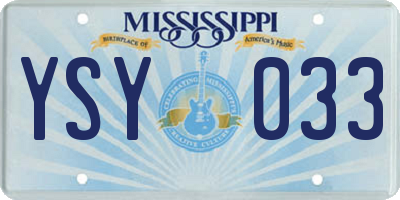 MS license plate YSY033