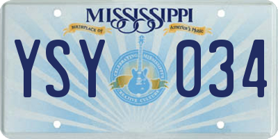 MS license plate YSY034