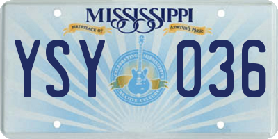 MS license plate YSY036
