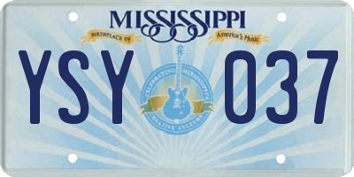 MS license plate YSY037