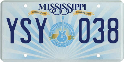 MS license plate YSY038