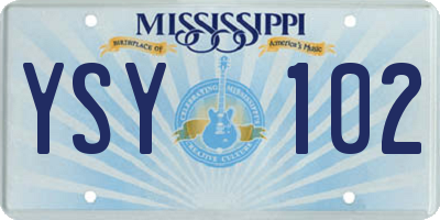 MS license plate YSY102