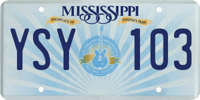 MS license plate YSY103