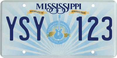 MS license plate YSY123
