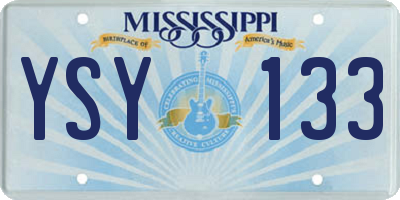 MS license plate YSY133