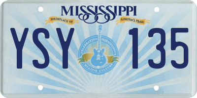MS license plate YSY135