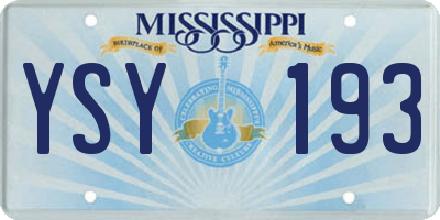 MS license plate YSY193