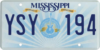MS license plate YSY194
