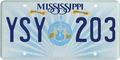 MS license plate YSY203