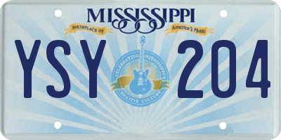 MS license plate YSY204