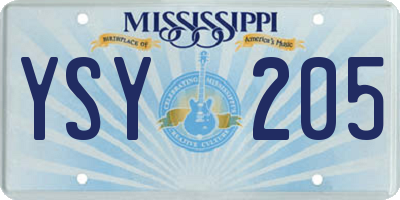 MS license plate YSY205