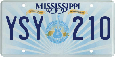 MS license plate YSY210