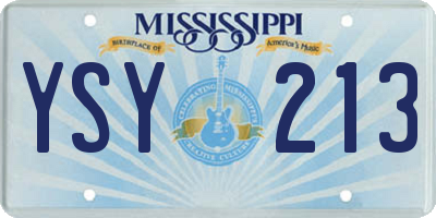 MS license plate YSY213