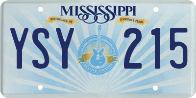MS license plate YSY215