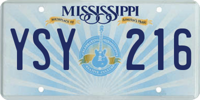 MS license plate YSY216