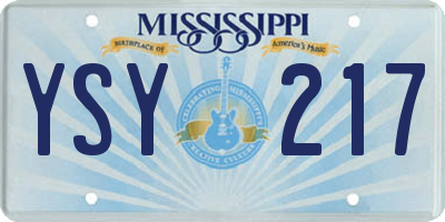 MS license plate YSY217