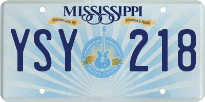 MS license plate YSY218