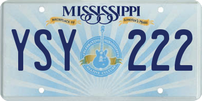 MS license plate YSY222