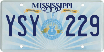 MS license plate YSY229