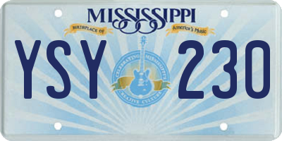 MS license plate YSY230