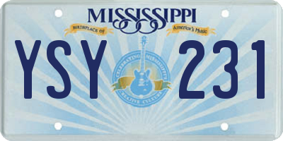MS license plate YSY231