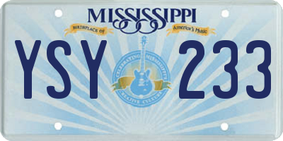 MS license plate YSY233