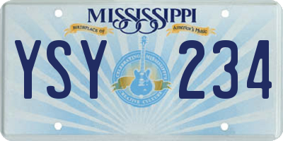 MS license plate YSY234