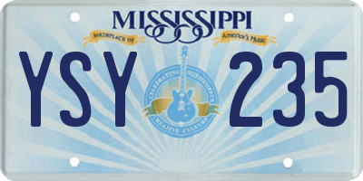 MS license plate YSY235