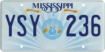 MS license plate YSY236