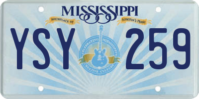 MS license plate YSY259