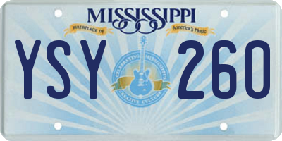 MS license plate YSY260
