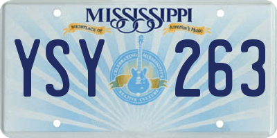 MS license plate YSY263