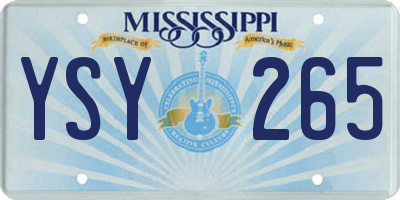 MS license plate YSY265