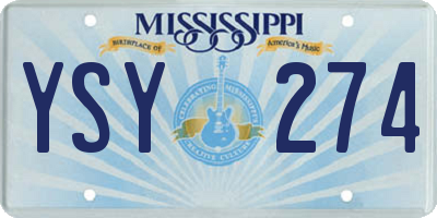 MS license plate YSY274