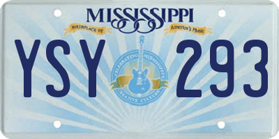 MS license plate YSY293