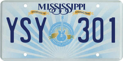 MS license plate YSY301