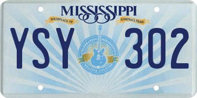 MS license plate YSY302