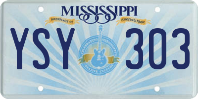 MS license plate YSY303
